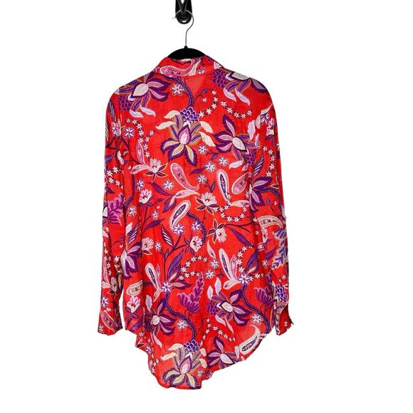 Sundry Womens Paisley Blouse 0(XS)‎ Floral Oversized Hi Low Bohemian Tunic - Picture 6 of 14